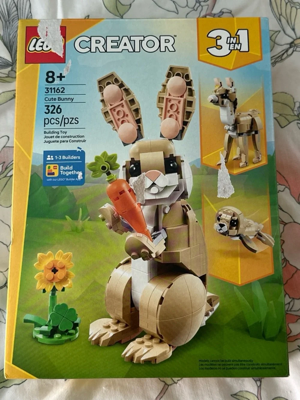 Lego Creator Tan and White Bunny with Orange Carrot